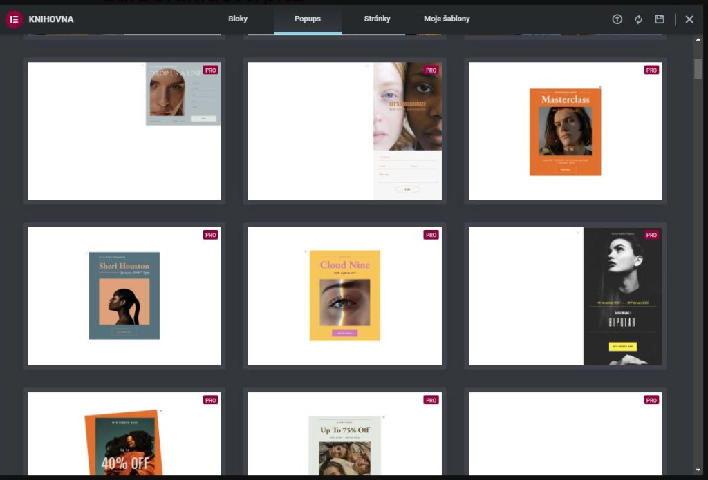 Pop-up okna šablony